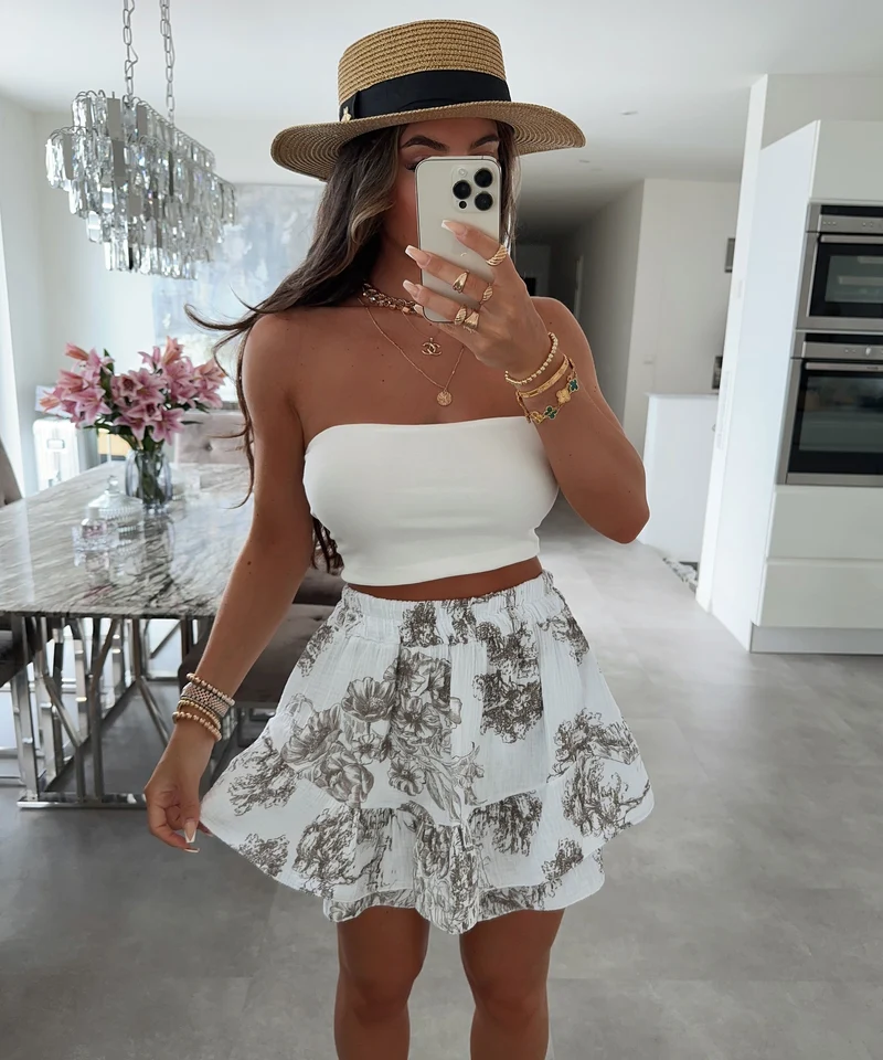 Musselin Hosenrock Alexis Beige Weiß