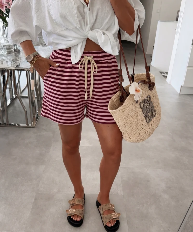 Shorts Cleo Streifen Weinrot
